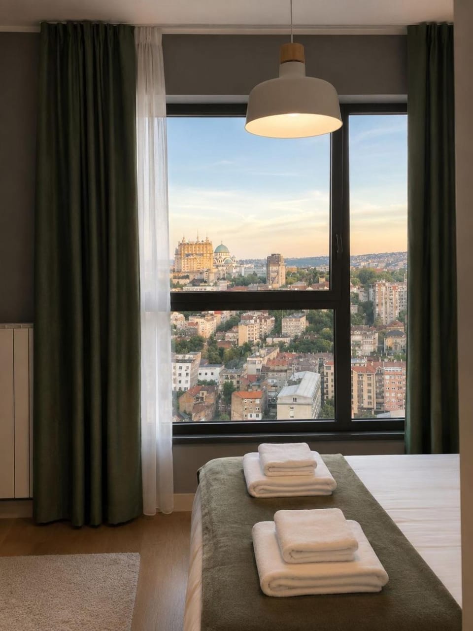 Bed, Natural landscape, View (from property/room), Bedroom, City view