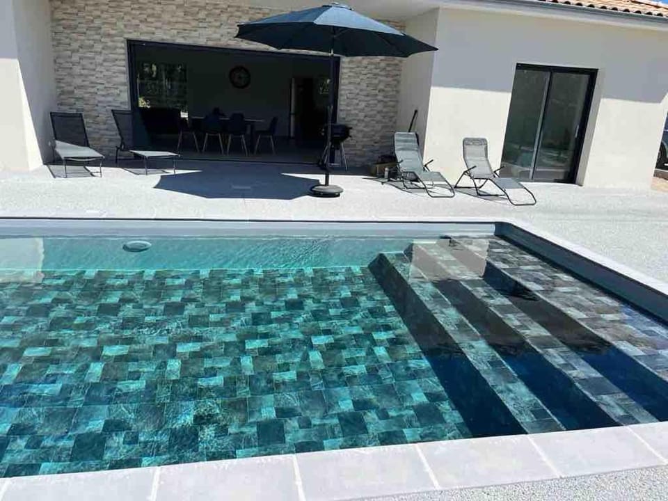 Patio, Pool view, Swimming pool, sunbed