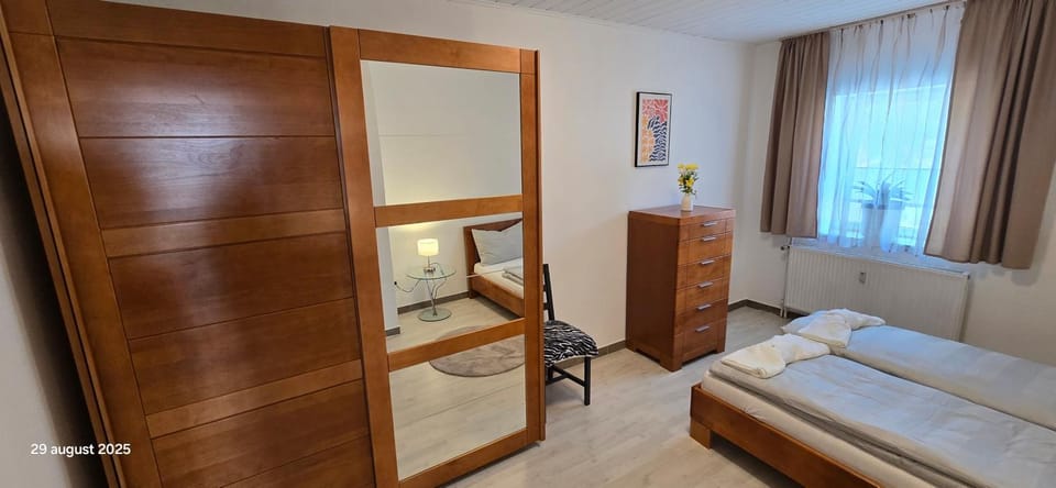 Bed, Photo of the whole room, Bedroom, towels, wardrobe