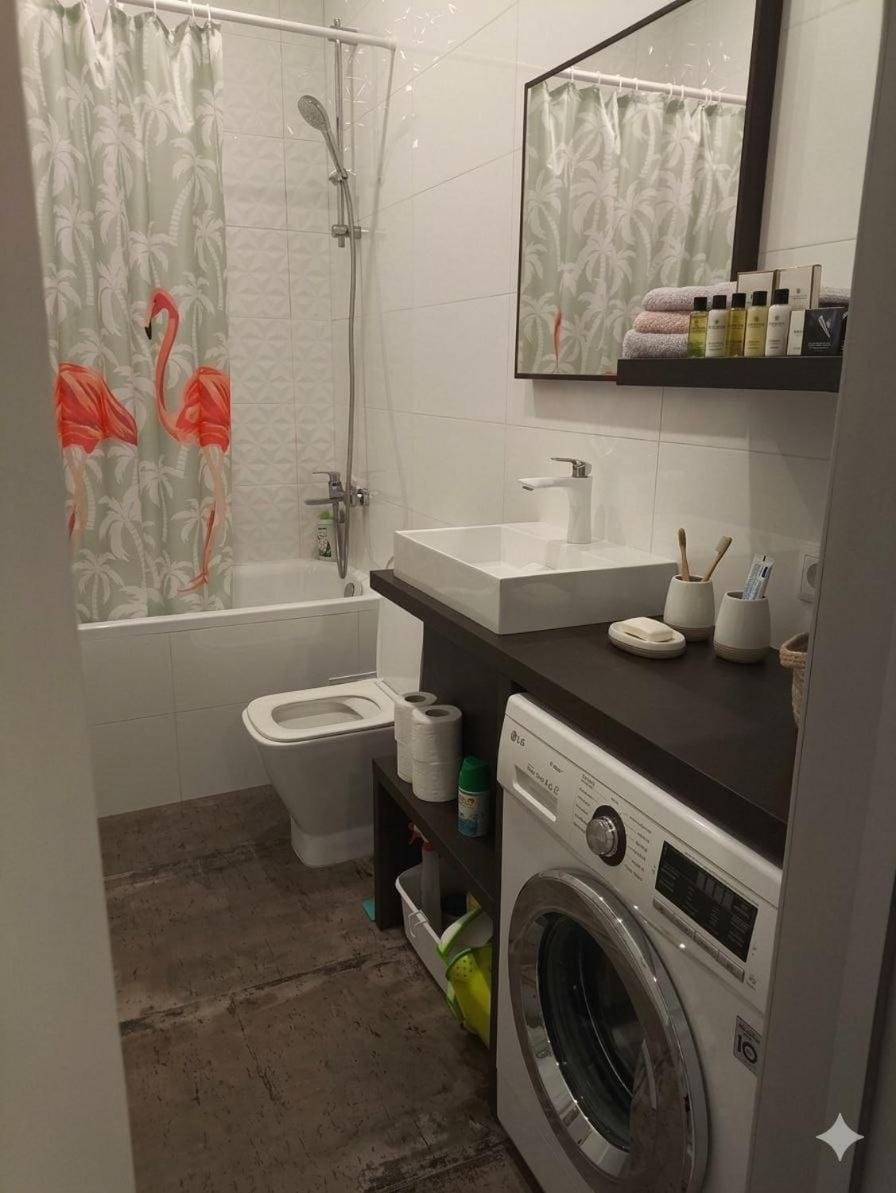 Shower, Bath, towels, washing machine