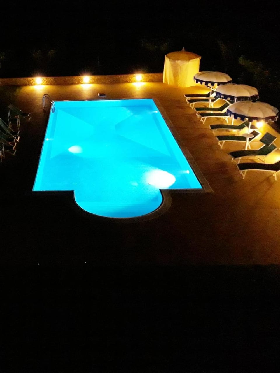 Night, Pool view, Swimming pool, Swimming pool