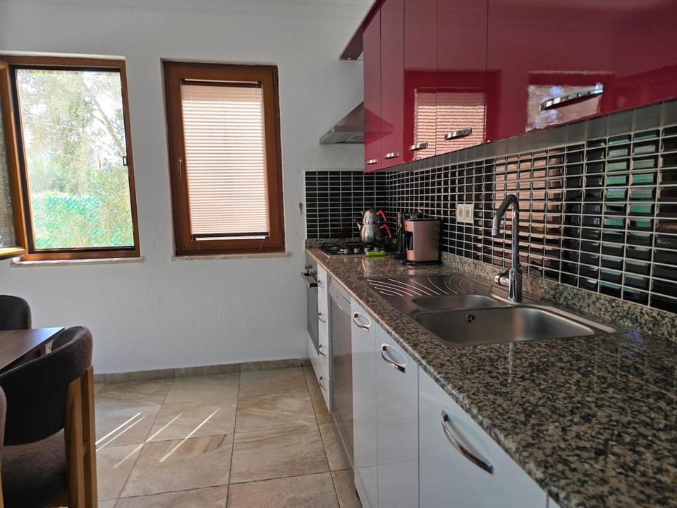 Kitchen or kitchenette, stove