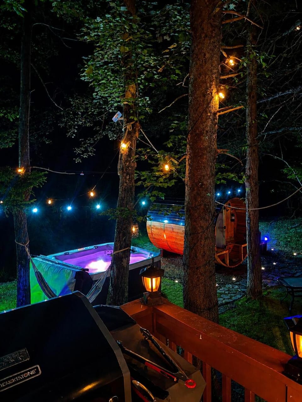 Night, Natural landscape, Hot Tub