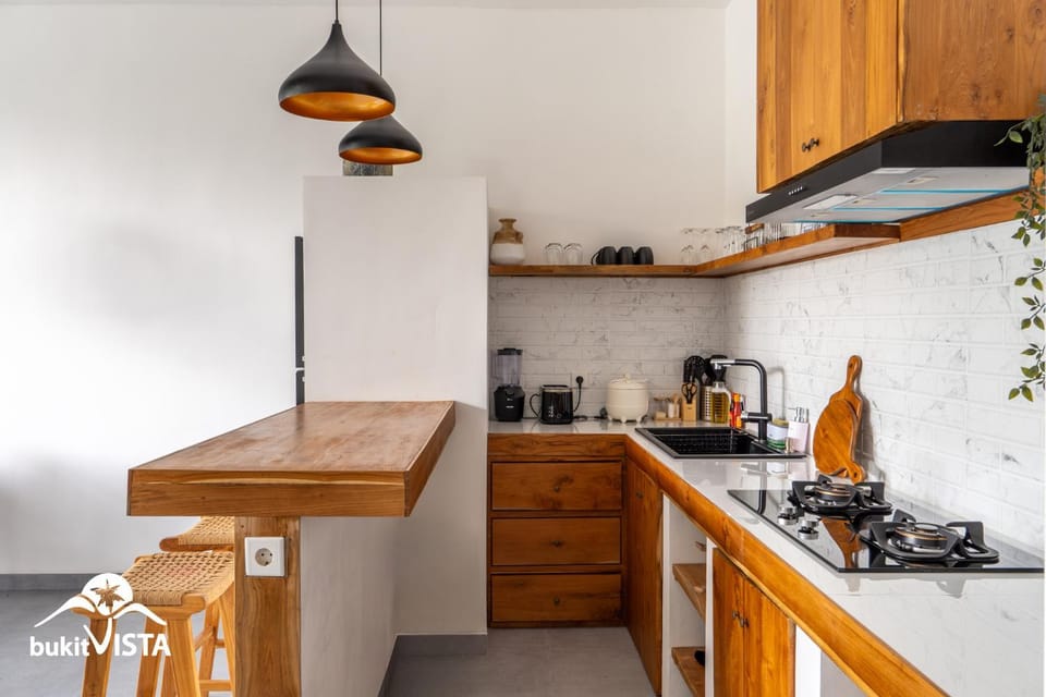 Kitchen or kitchenette, stove