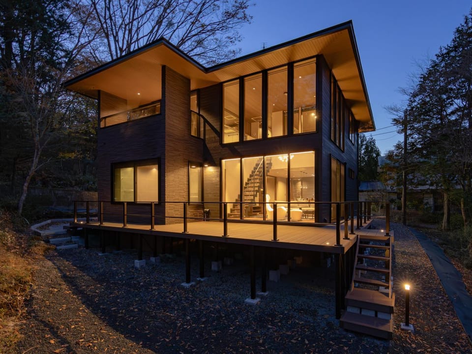 Property building, Night, Garden, Garden view