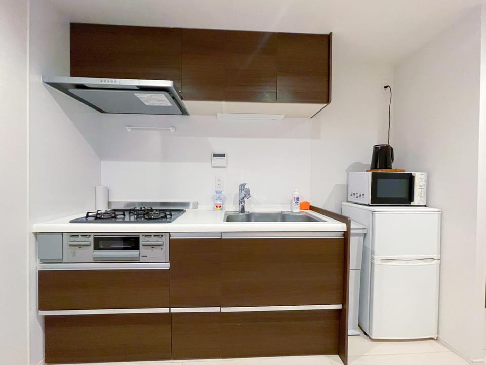 Kitchen or kitchenette, stove