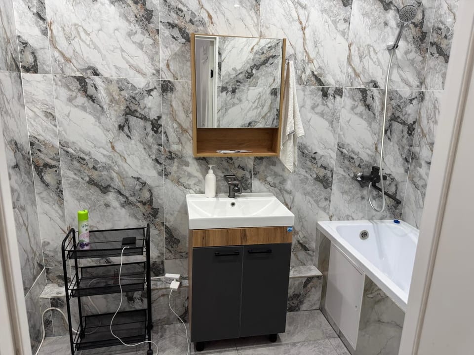 Студия с видом которая посещает 4 человека с ванной Apartment in Almaty