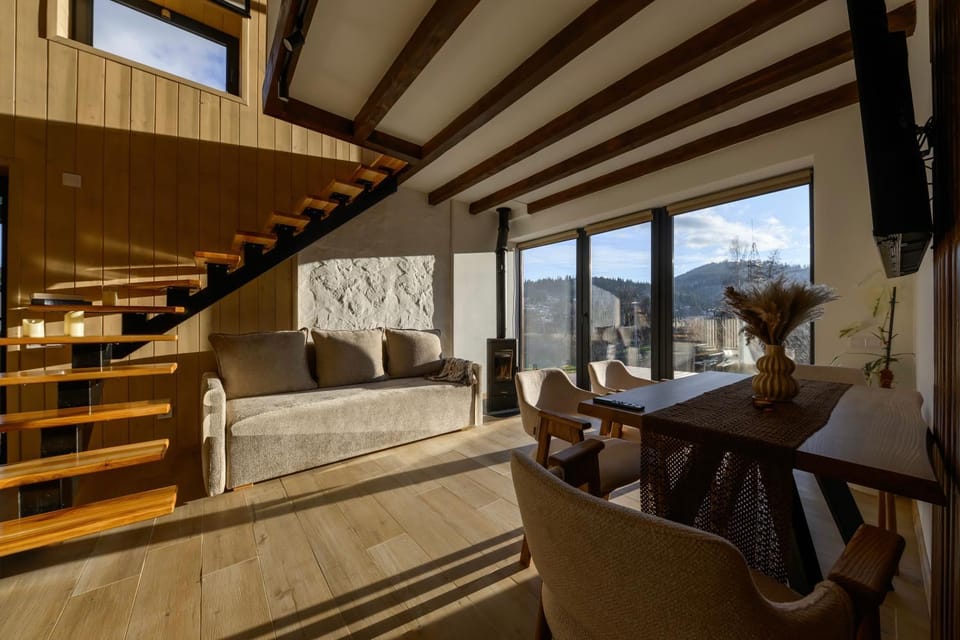 Living room, Seating area, Mountain view