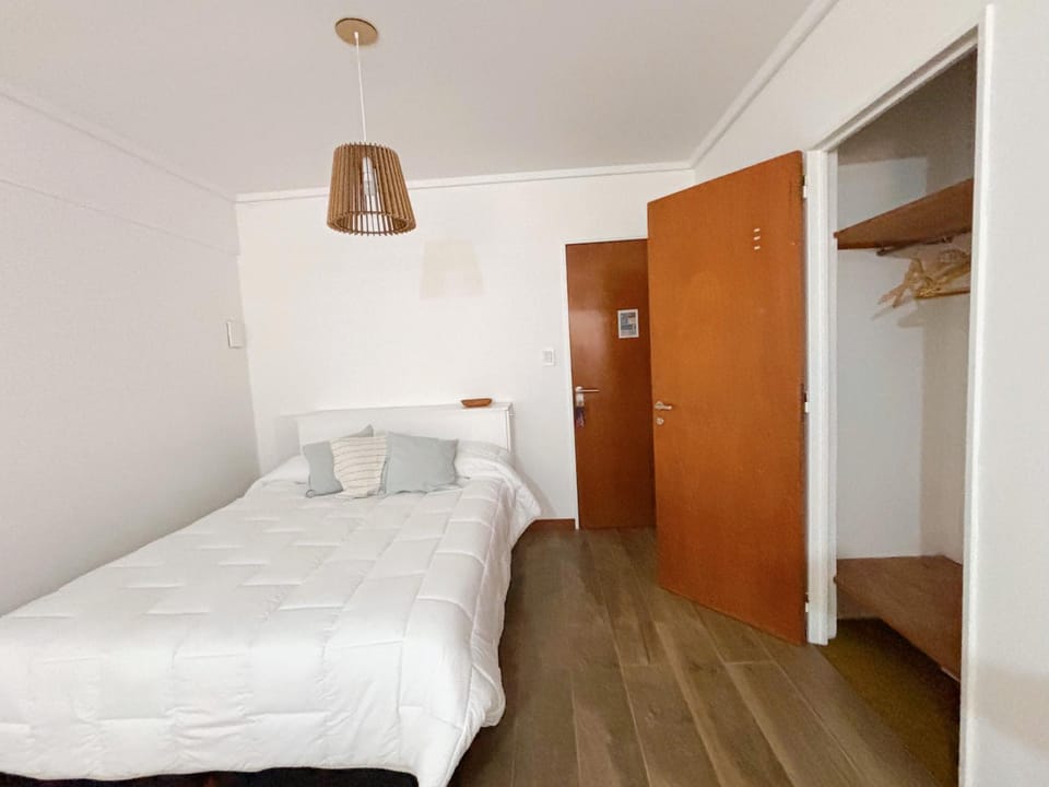 Bed, wardrobe