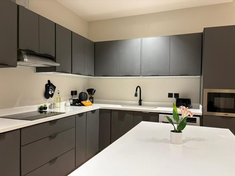 Kitchen or kitchenette, minibar, stove