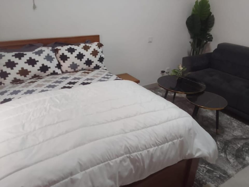 Bed, Living room, Seating area, Bedroom