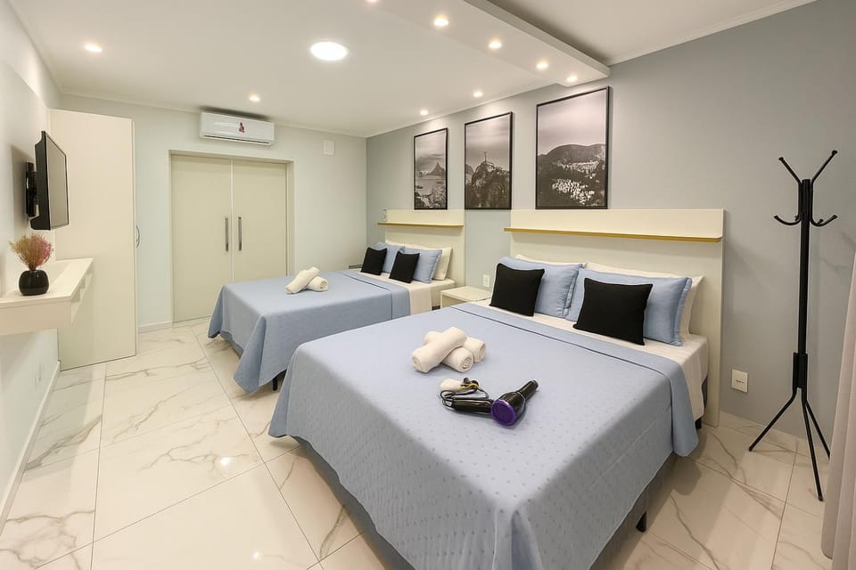 Bed, Photo of the whole room, Bedroom, towels, air conditioner