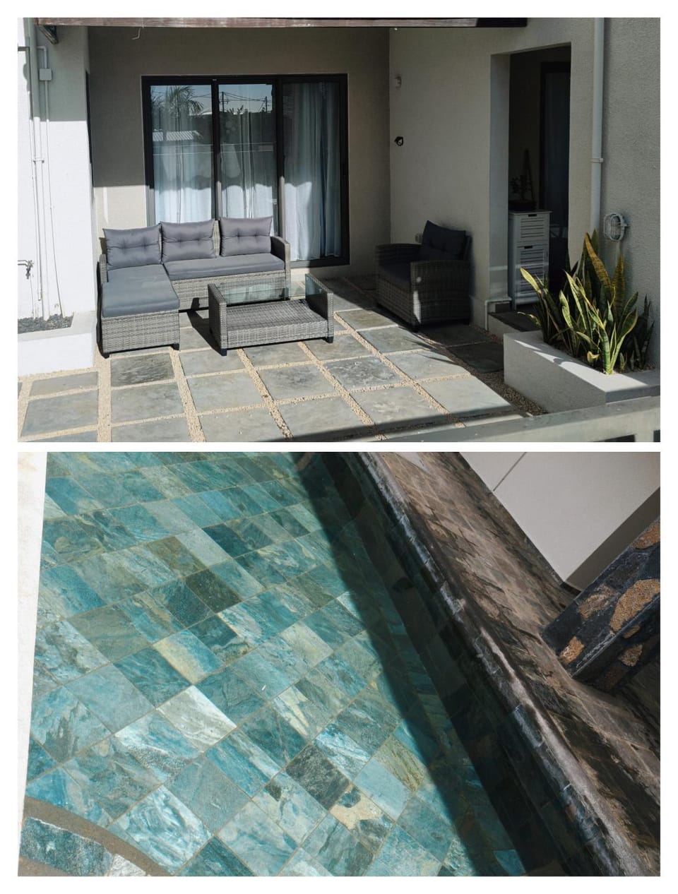 Swimming pool, sunbed