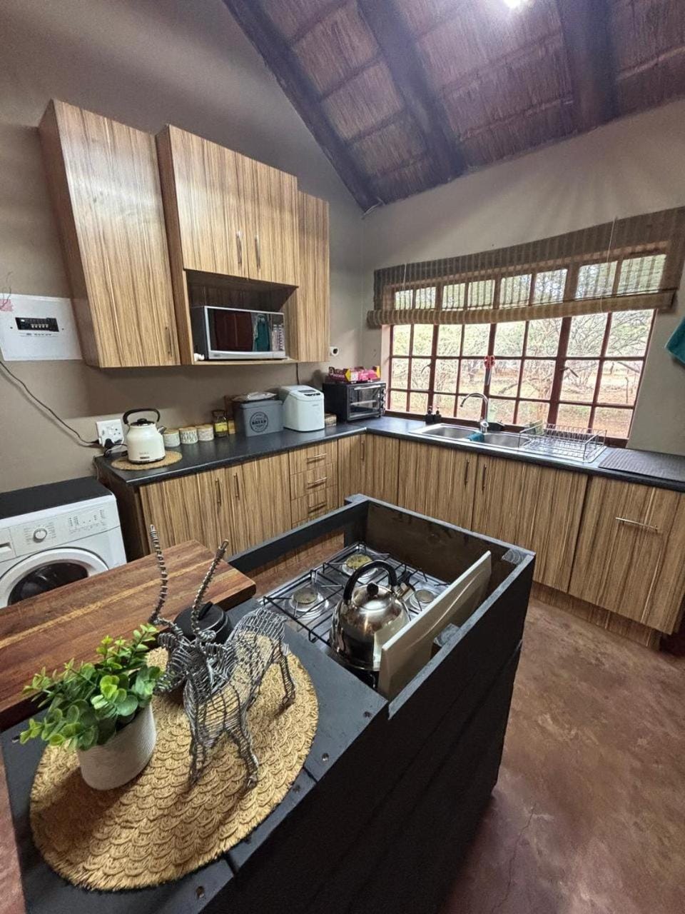 Kitchen or kitchenette, stove