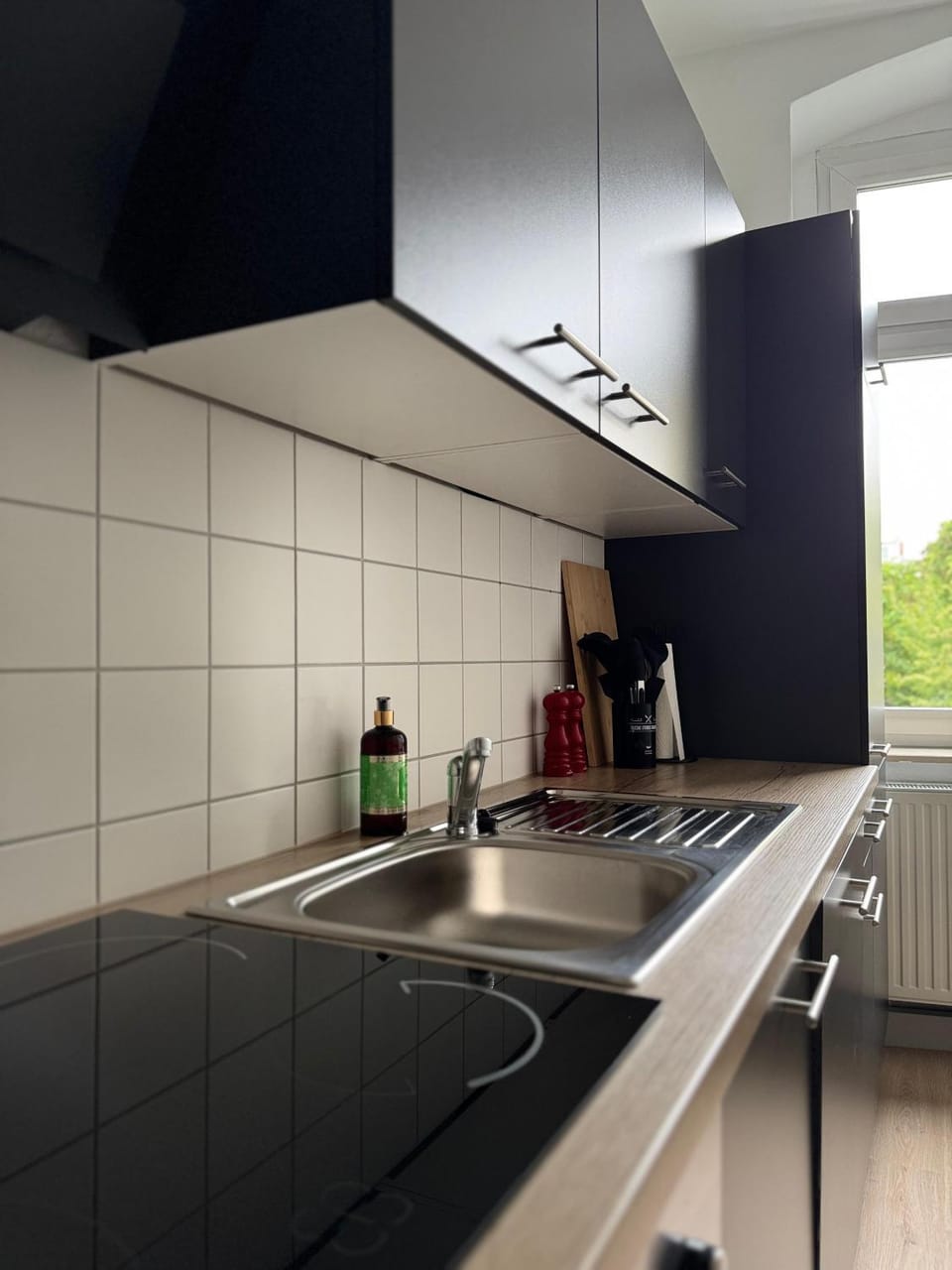 Kitchen or kitchenette, dishwasher, stove