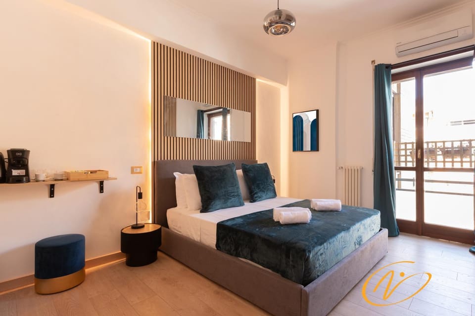 Bed, Photo of the whole room, Bedroom, towels, wardrobe, air conditioner