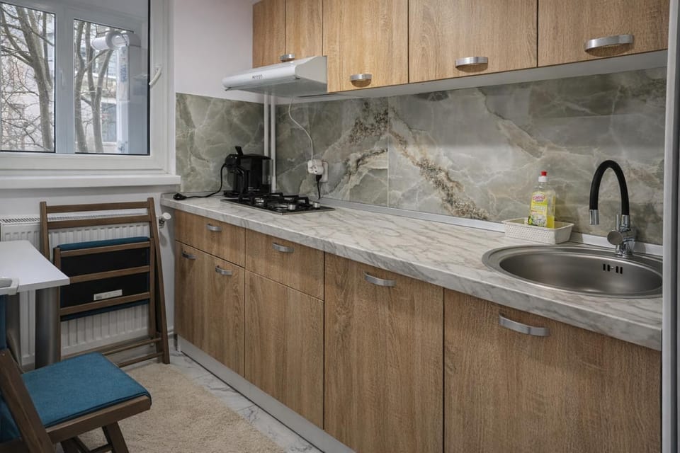 Kitchen or kitchenette, stove
