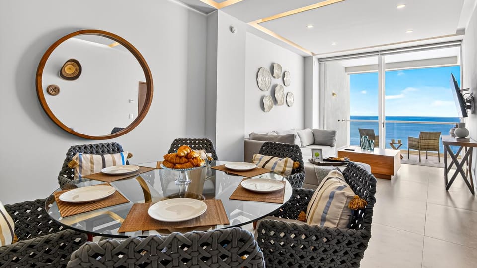 Living room, Seating area, Dining area, Sea view