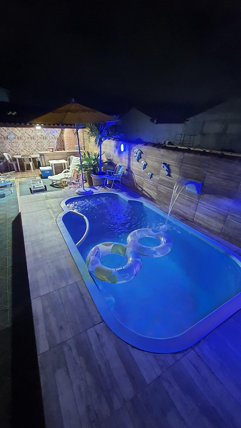 Night, Pool view, Swimming pool, Swimming pool, sunbed