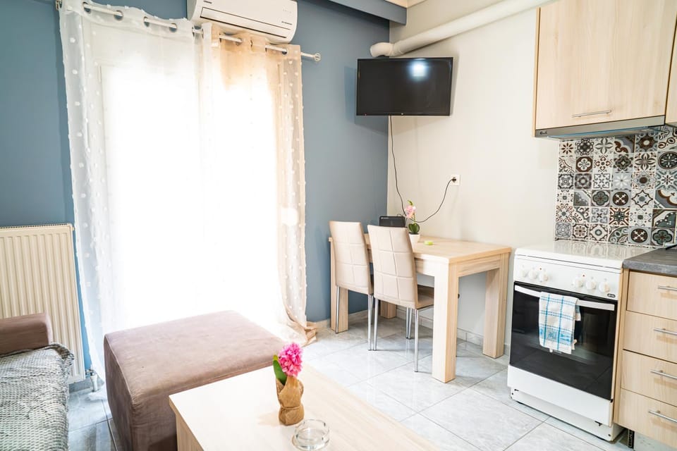 TV and multimedia, Kitchen or kitchenette, Living room, Photo of the whole room, Decorative detail, Seating area, stove, kitchen, air conditioner