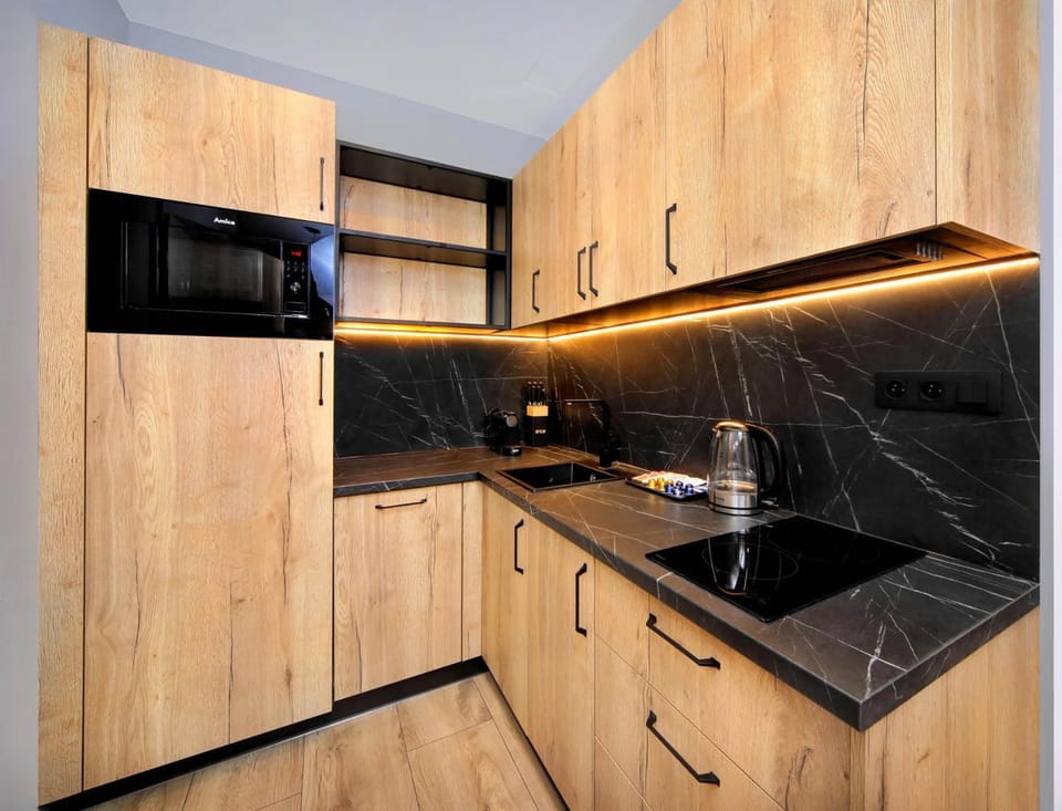 Kitchen or kitchenette, stove, kitchen