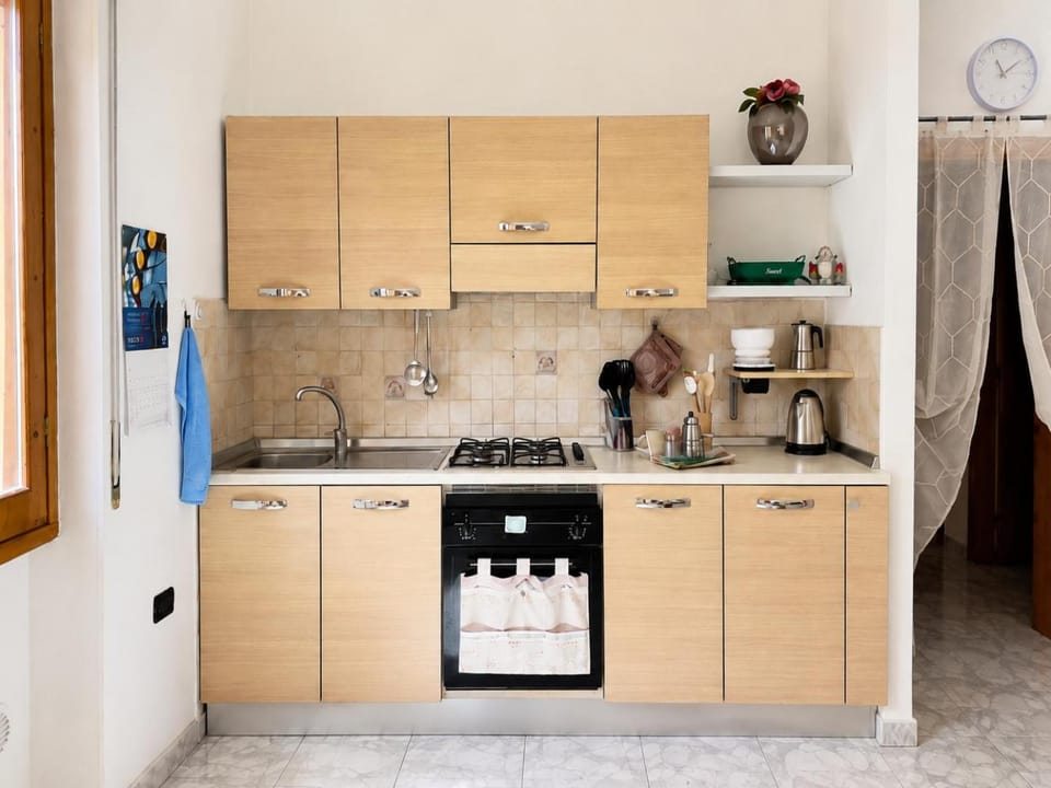 Kitchen or kitchenette, stove
