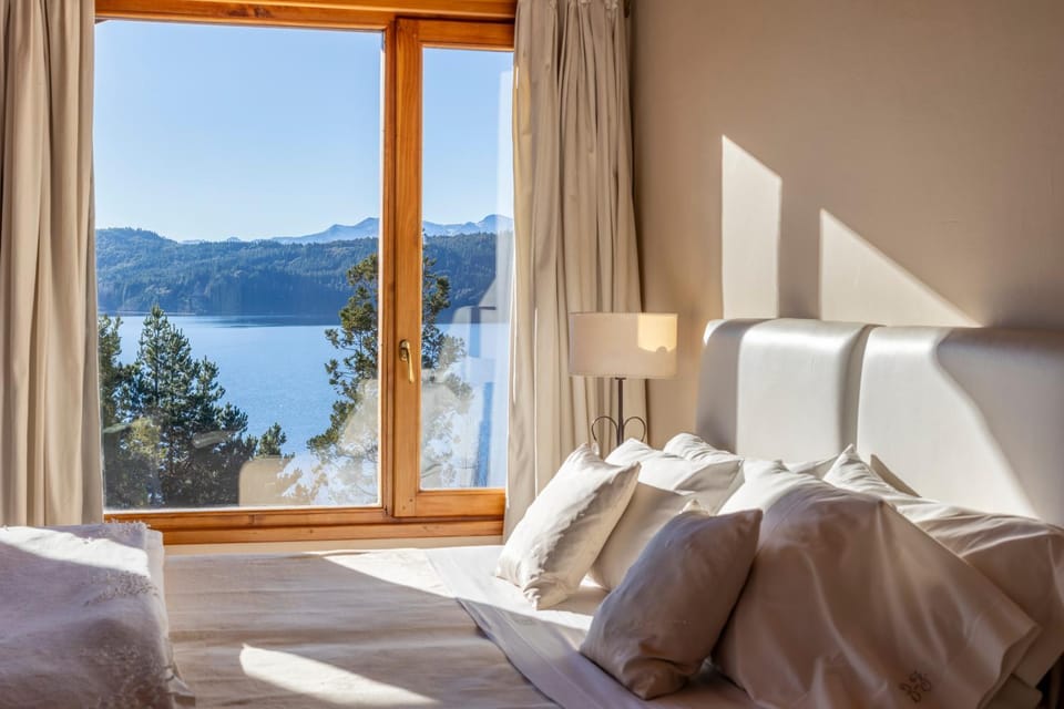 Bed, Natural landscape, Bedroom, Lake view, Mountain view