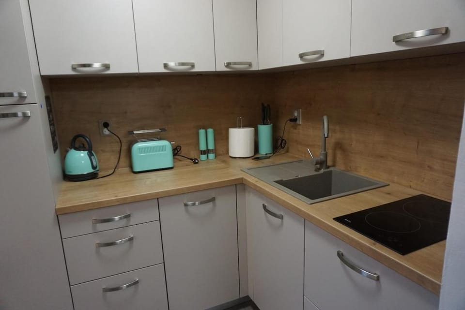 Kitchen or kitchenette, stove, toaster