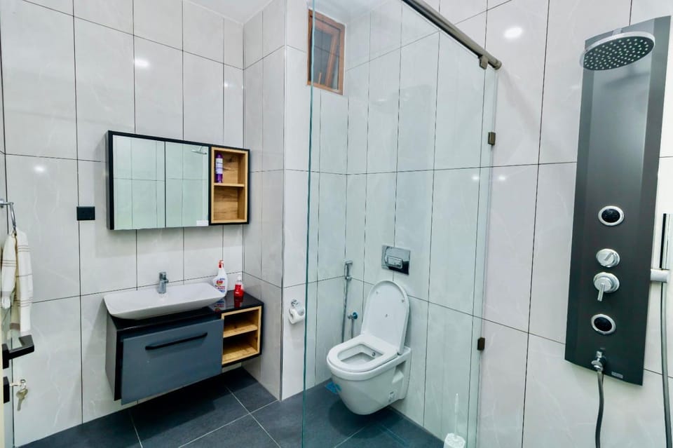 Shower, Toilet, Bathroom, bidet, towels, washing machine, washing machine, washing machine