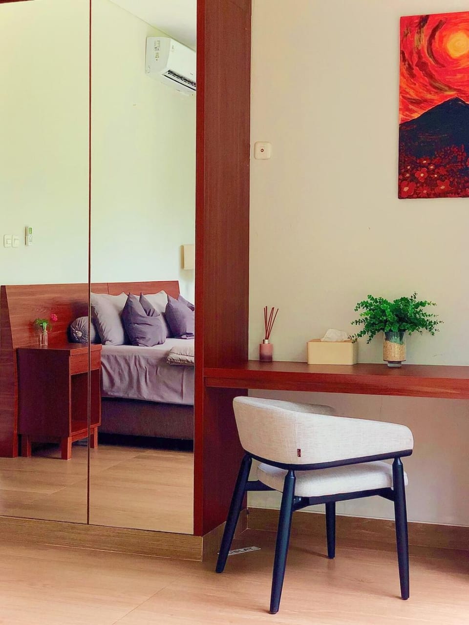 Living room, Seating area, Bedroom, wardrobe, air conditioner