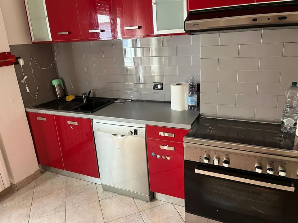 Kitchen or kitchenette, dishwasher, oven, stove