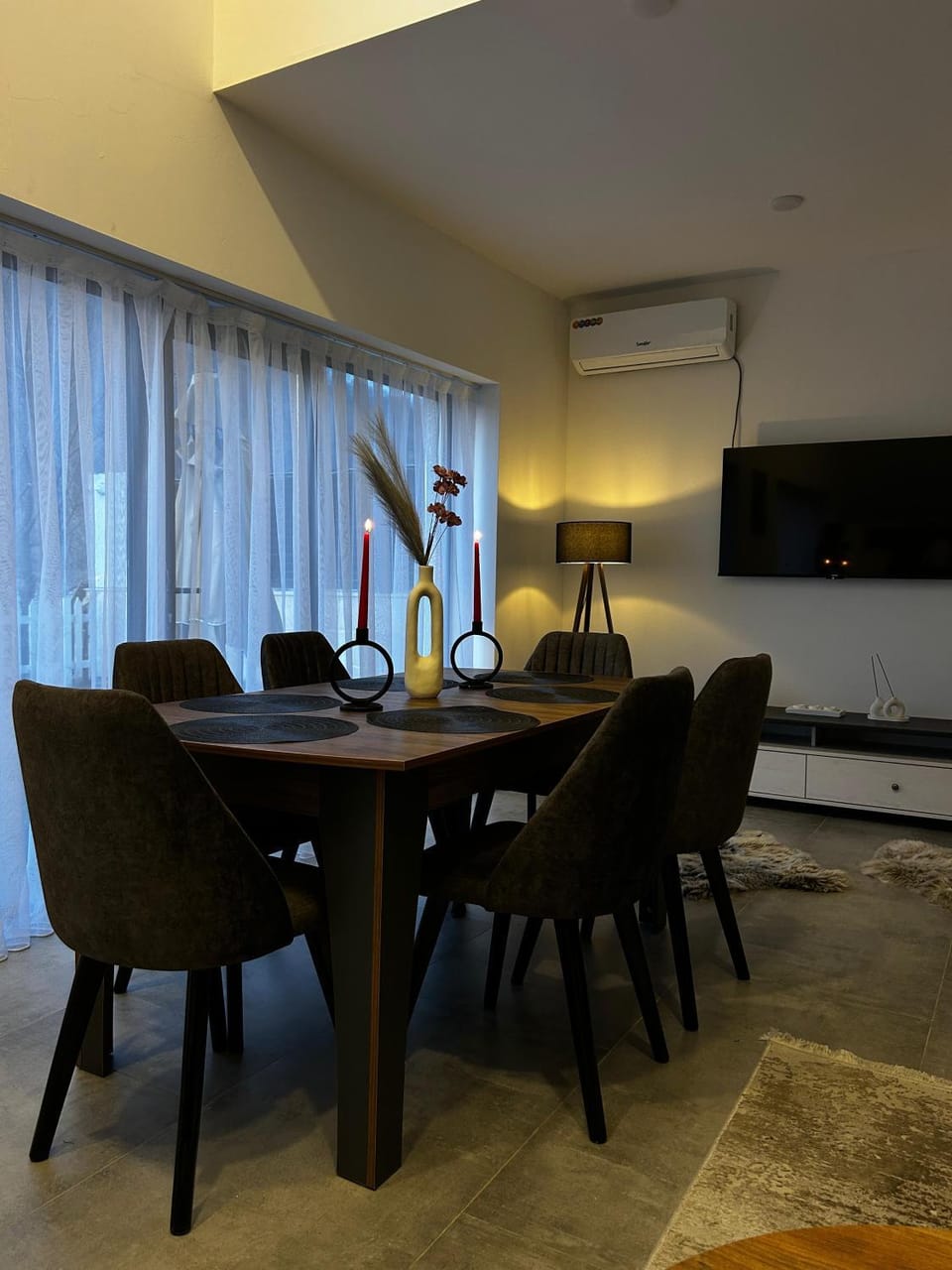 Communal lounge/ TV room, Seating area, Dining area, air conditioner