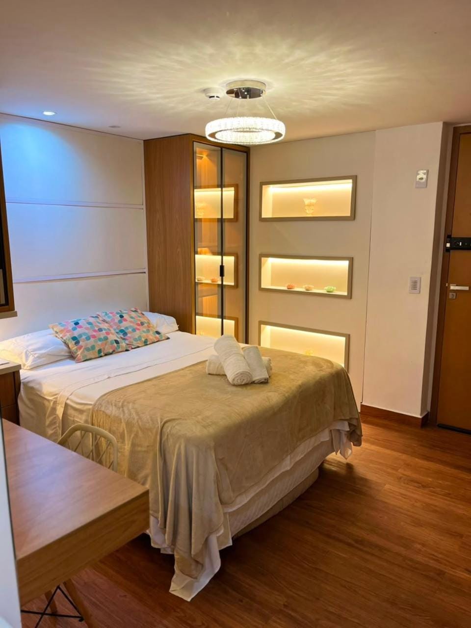 Bed, Photo of the whole room, Bedroom, towels, wardrobe