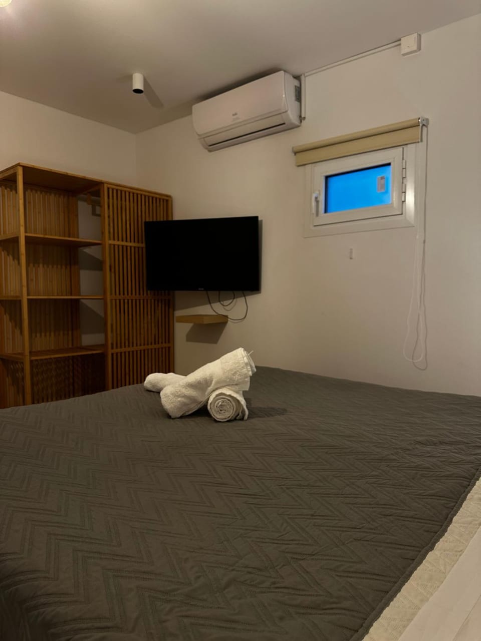 Bed, TV and multimedia, wardrobe, air conditioner