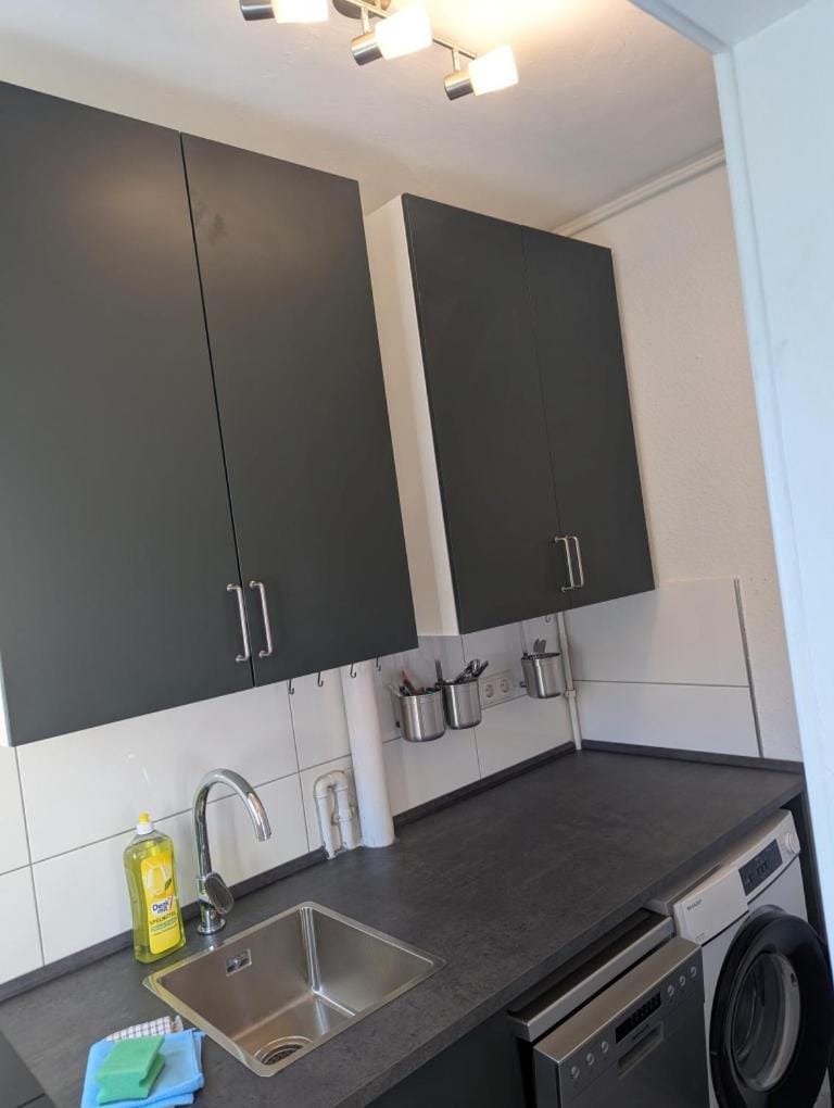 Kitchen or kitchenette, dishwasher, stove