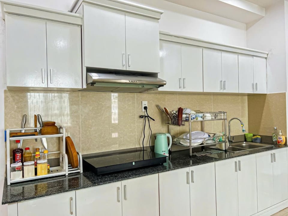 Kitchen or kitchenette, stove