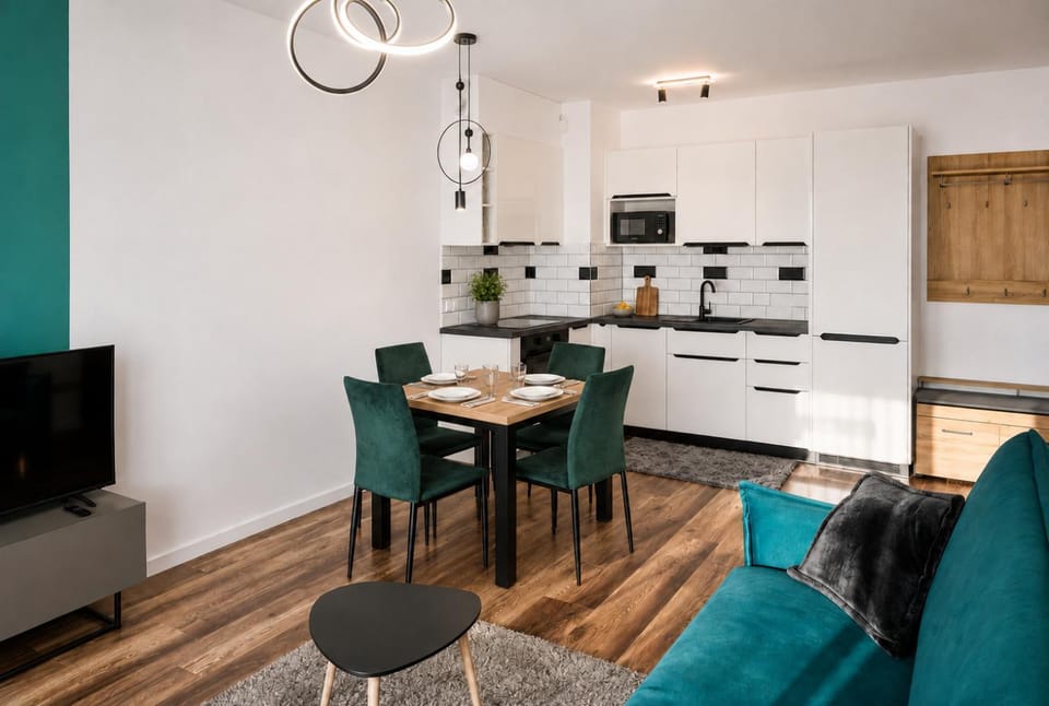 Living room, kitchen