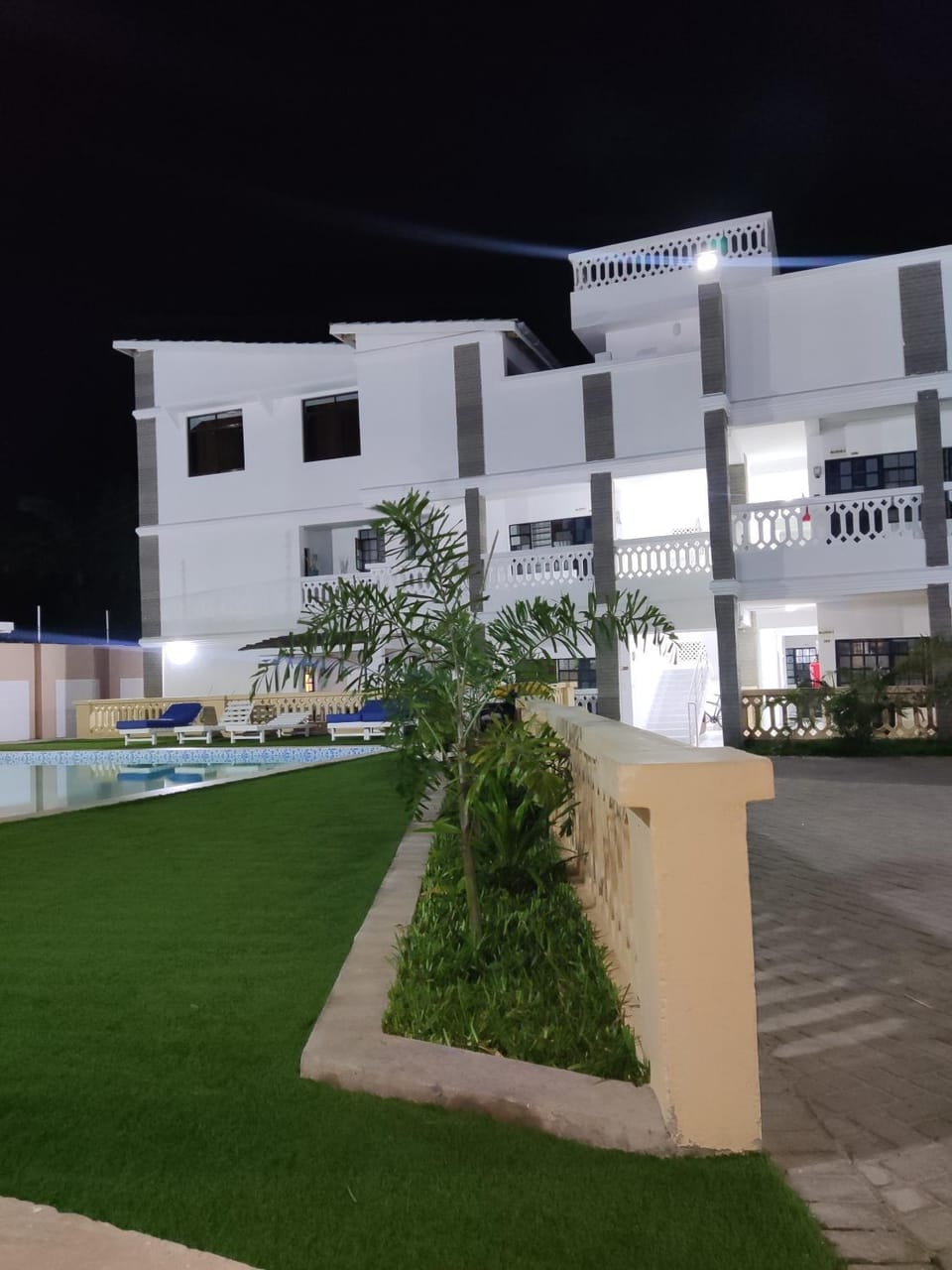 Property building, Night, Pool view, Swimming pool