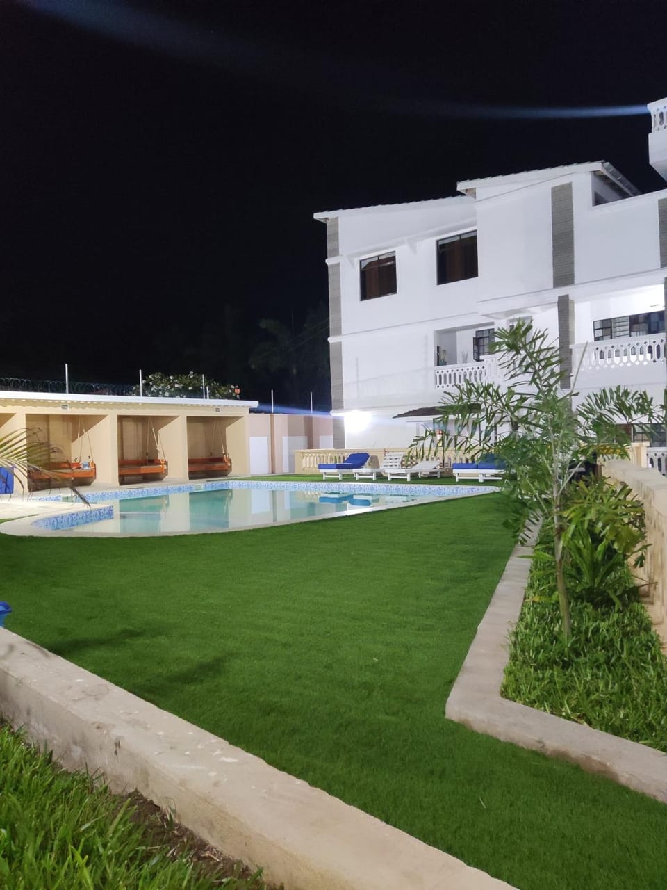 Property building, Night, Pool view, Swimming pool