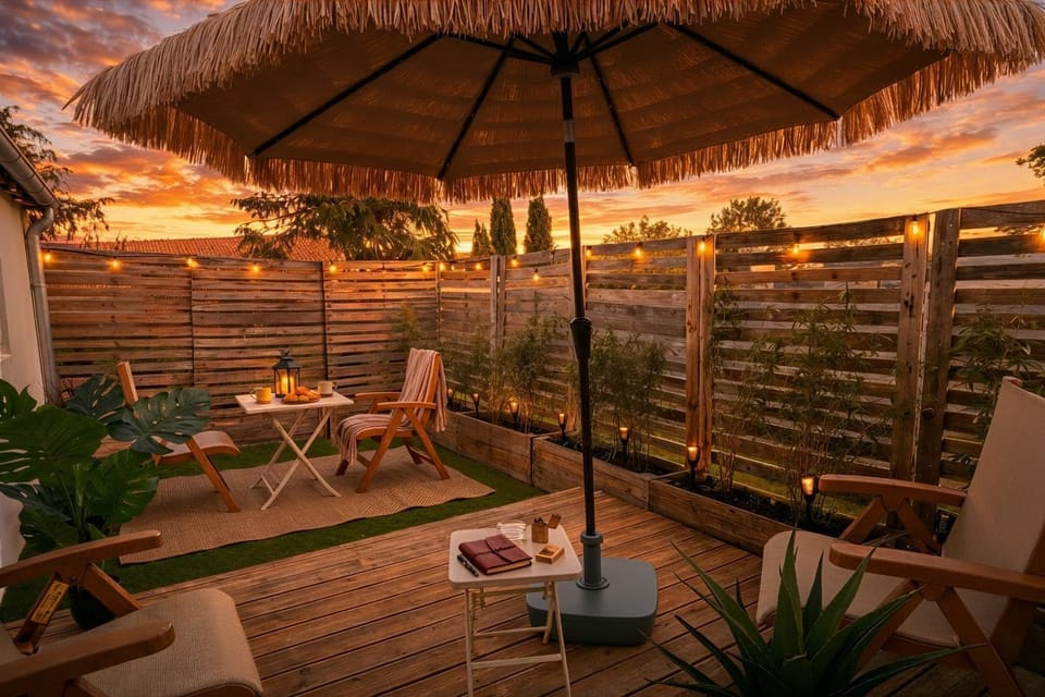 Property building, Patio, Day, Natural landscape, Garden, View (from property/room), Balcony/Terrace, Garden view, Inner courtyard view