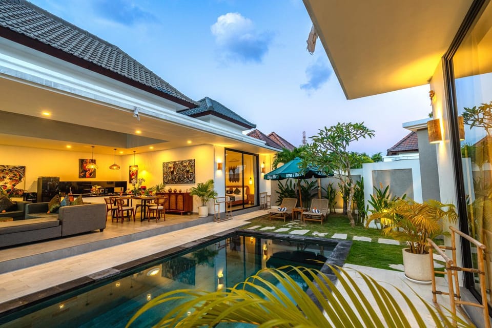 Property building, Night, Living room, Swimming pool