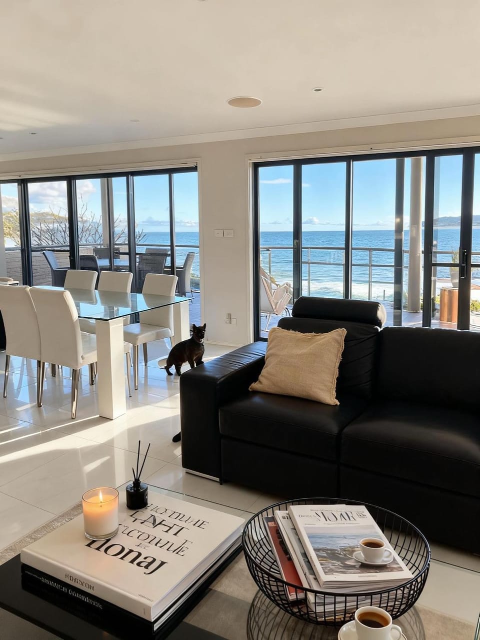 Living room, Dining area, Sea view