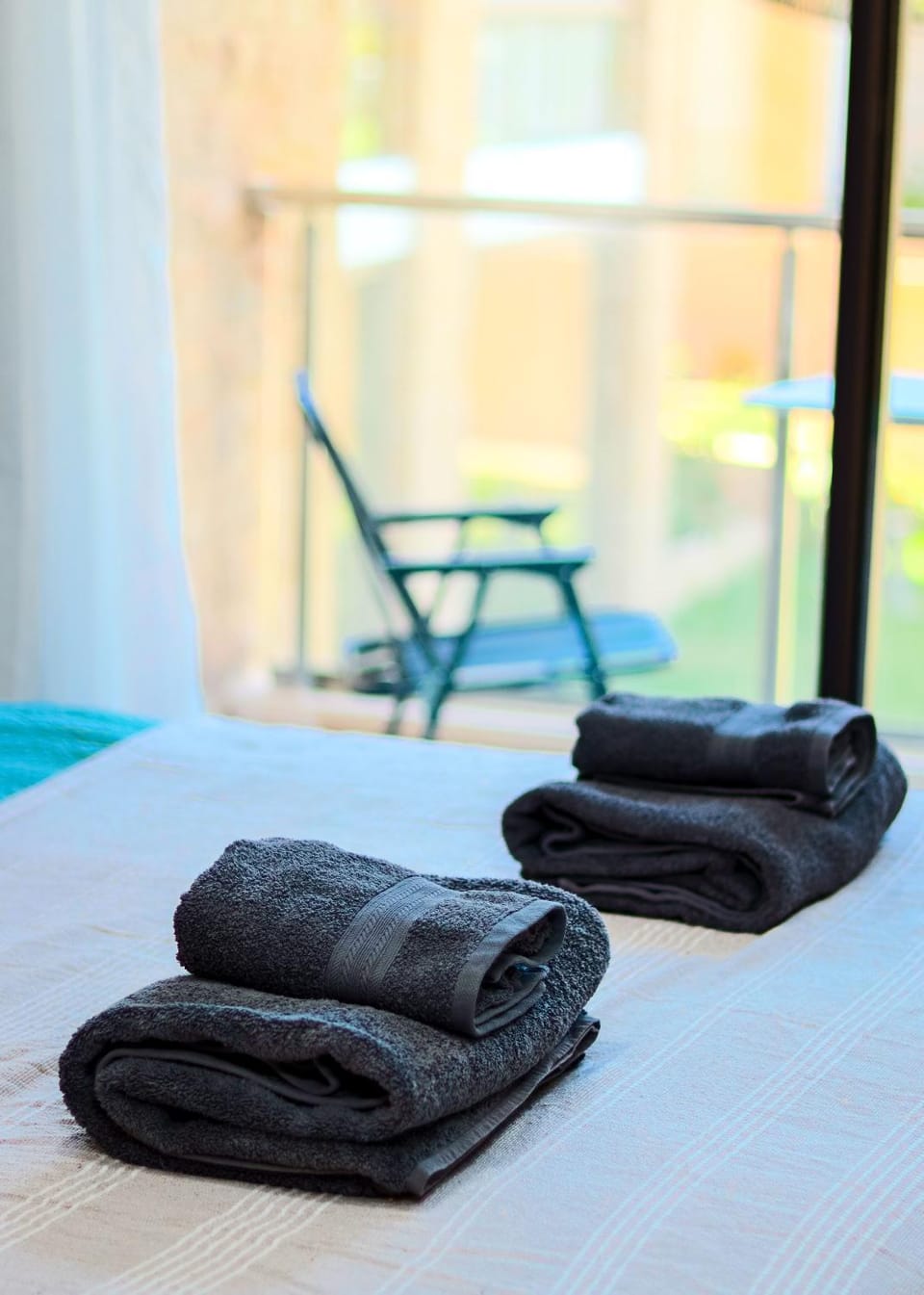Bed, Photo of the whole room, Bedroom, towels