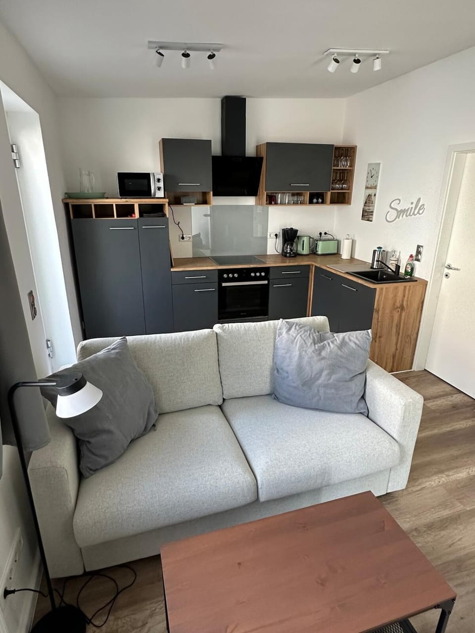 Kitchen or kitchenette, Living room, Seating area