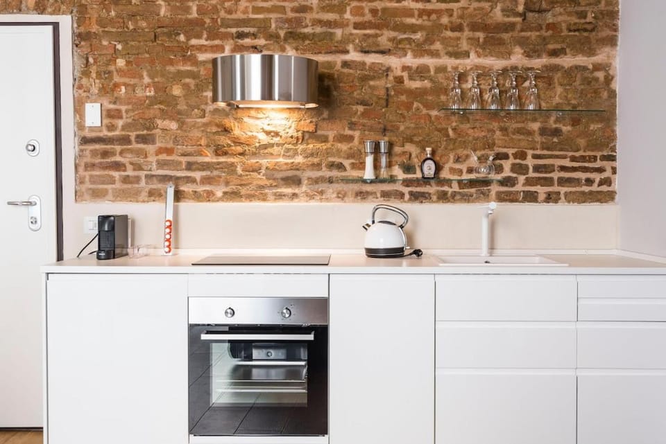 Kitchen or kitchenette, oven, stove