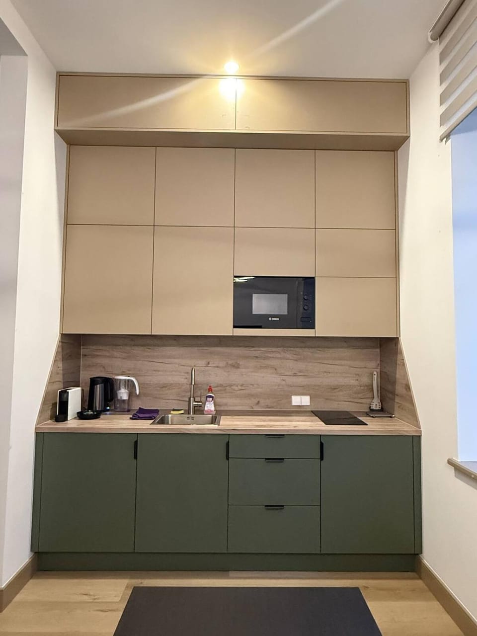 Kitchen or kitchenette, stove
