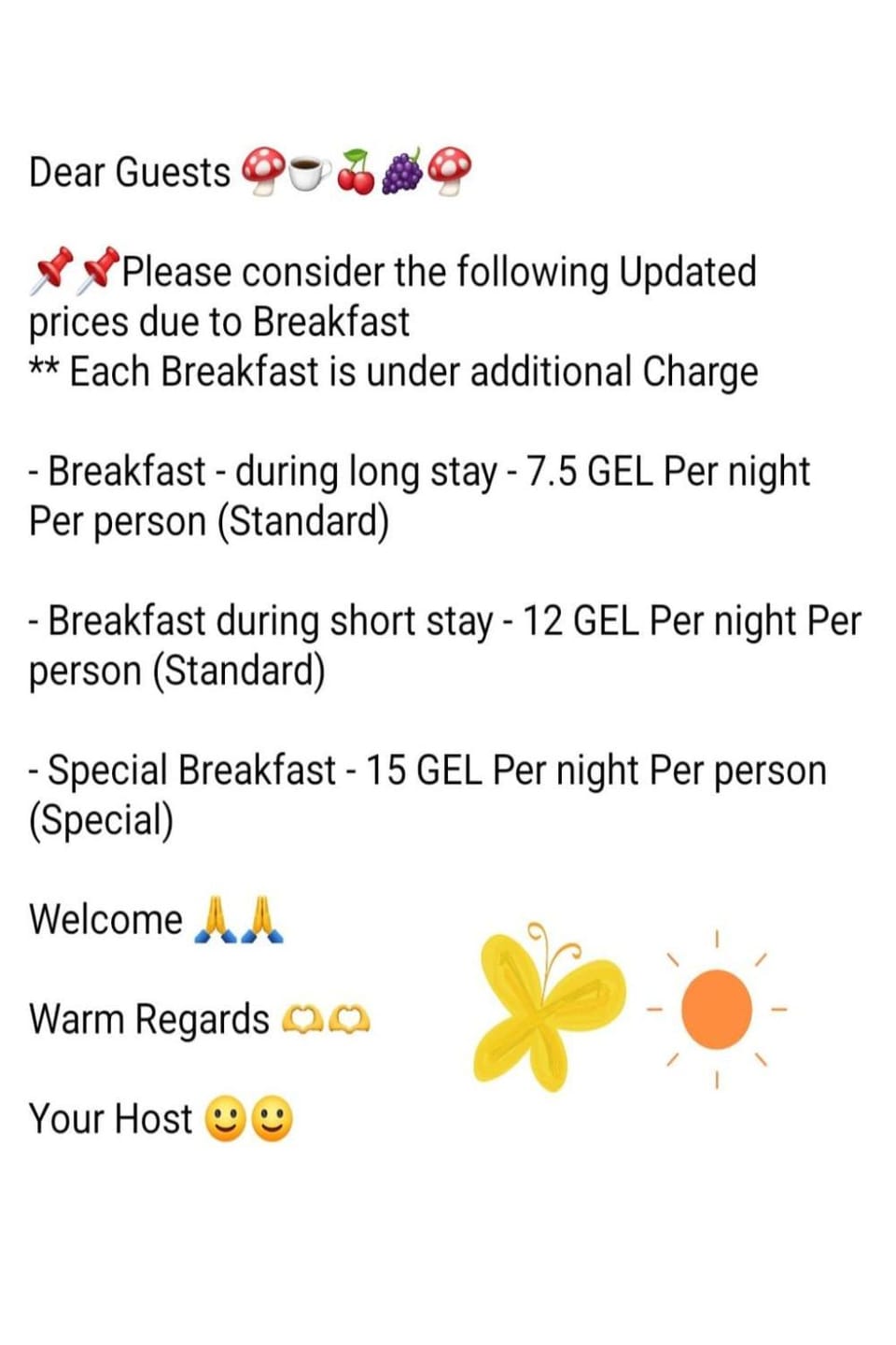 Breakfast, Breakfast, Continental breakfast, Continental breakfast, English/Irish breakfast, English/Irish breakfast, American breakfast, American breakfast