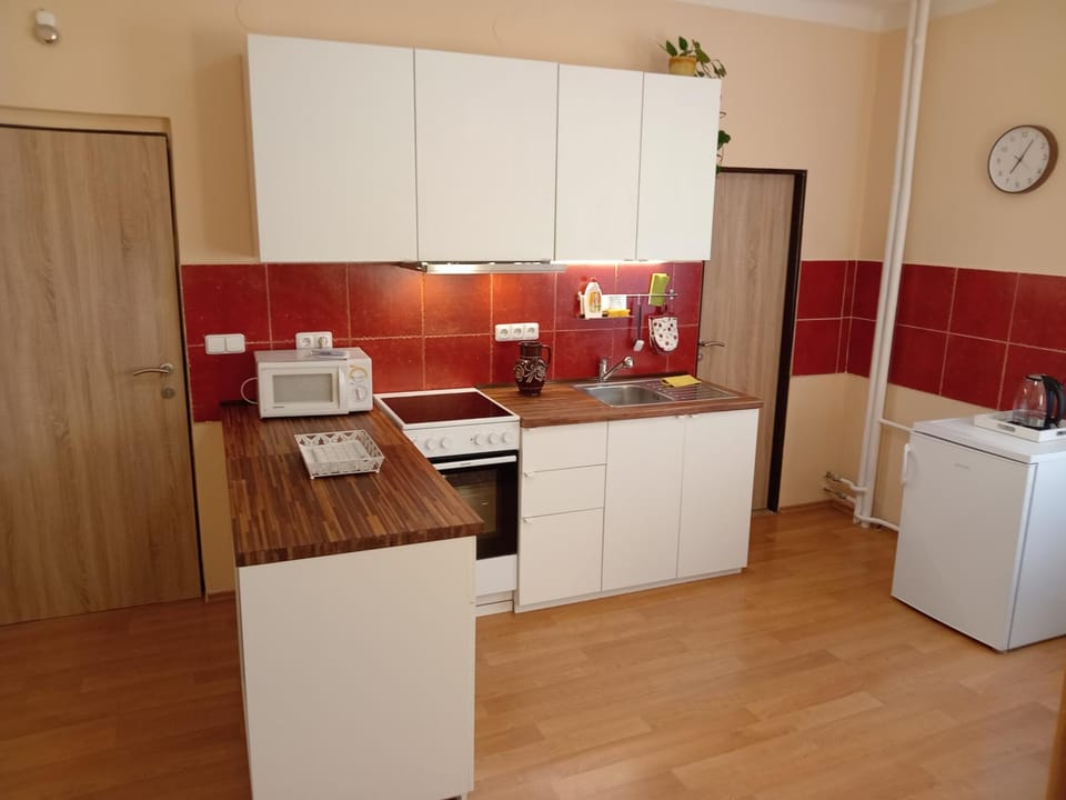 Kitchen or kitchenette, oven, stove