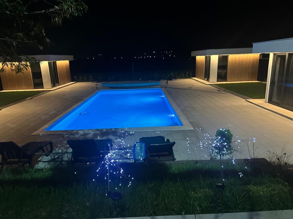 Night, Pool view, Swimming pool