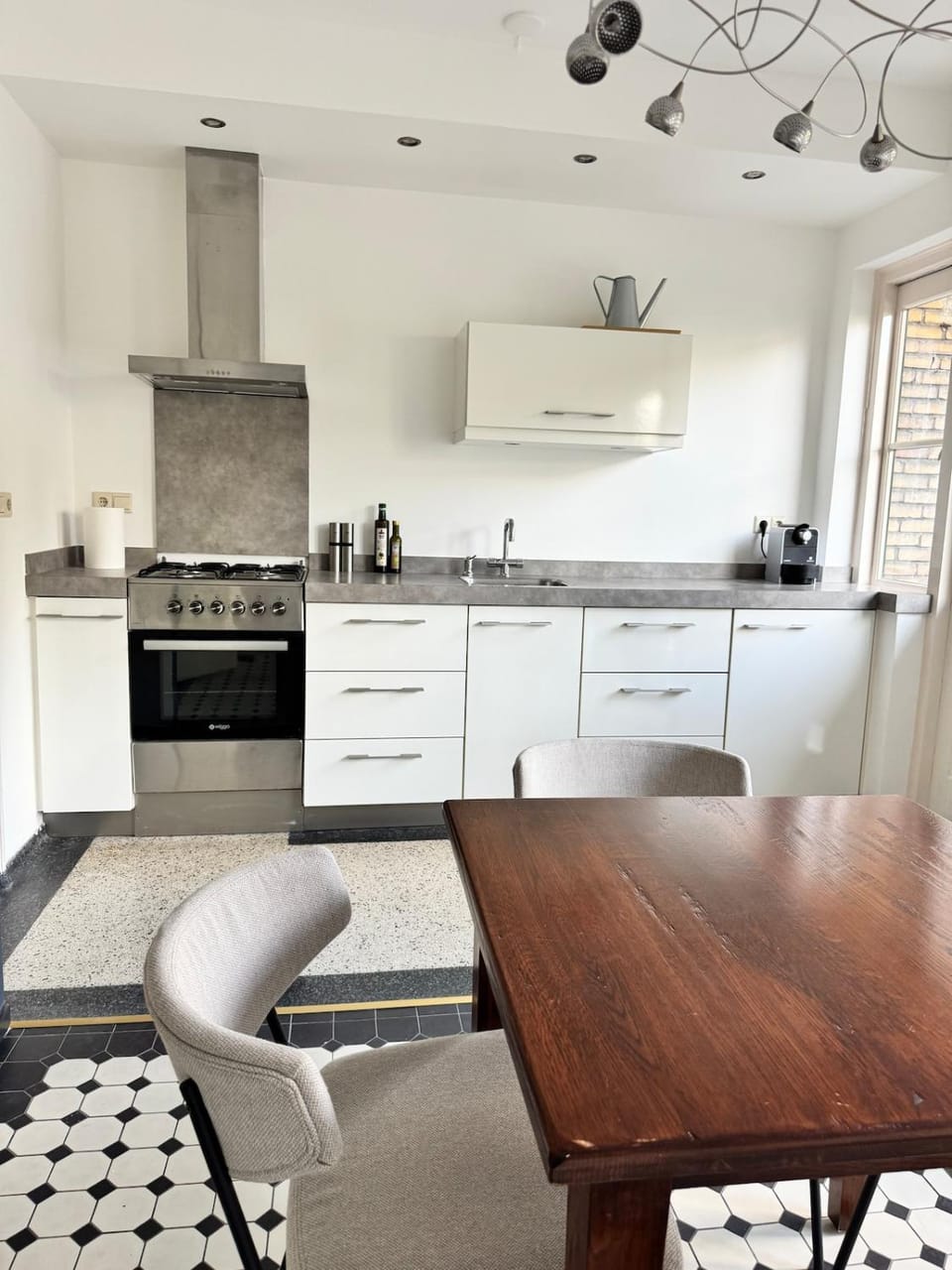 Kitchen or kitchenette, oven, stove